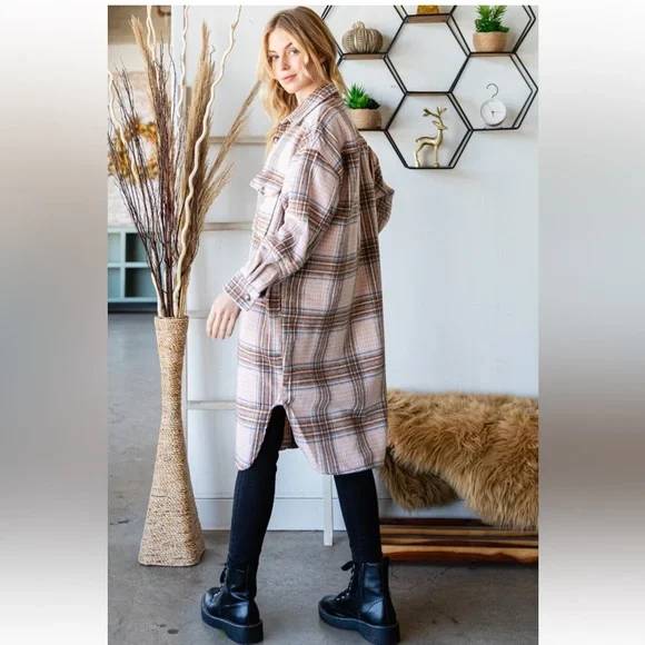 22 Fabulous Wool Mix Plaid Checker Longline Jacket - Picture 5 of 8